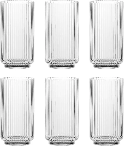Vista 11 de TarHong Mesa - Vasos de plástico prémium apilables para bebidas y vino, 15 onzas, transparente, juego de 6