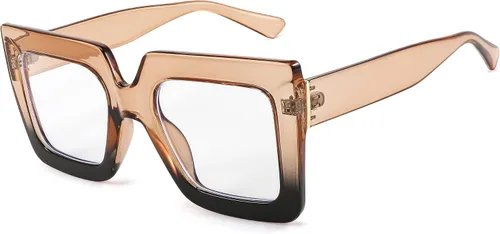 Vista 2 de FEISEDY Gafas de luz azul de gran tamaño para mujer, antifatiga, gruesas, cuadradas, para computadora, B2381