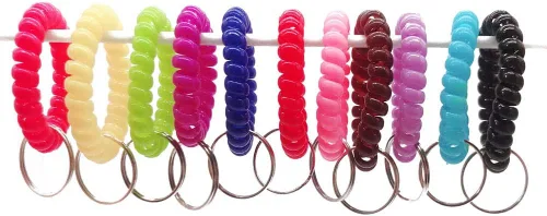 Vista 4 de 30 llaveros elásticos en espiral para muñeca, pulsera para deportes al aire libre, multicolor