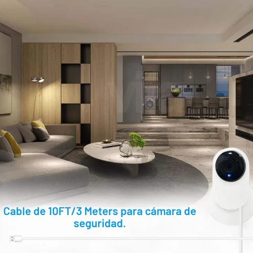 Vista 4 de SIOCEN 2 cables de extensión de alimentación USB de 10 pies compatibles con Wyze-Cam, WyzeCam Pan, Yi Cam, YI Dome Home Camera, Oculus Go, Kasa