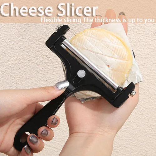 Vista 4 de Cortador de queso ajustable con 4 cables de repuesto adicionales, cortador de queso de aluminio resistente, fácil de reemplazar, rebanador de queso