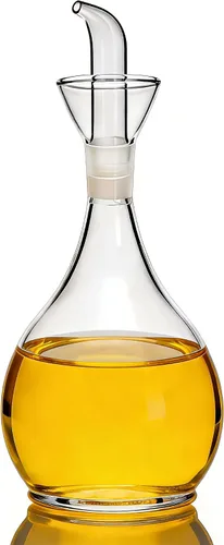 Vista 7 de Eleton 's Planet - Decantador de aceite de vidrio y cruet de 14 onzas, dispensador de aceite de oliva piriforme Botella de aceite de vidrio
