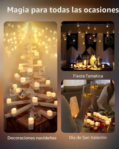 Vista 7 de Homemory Paquete de 48 velas parpadeantes sin llama, velas falsas LED que funcionan con pilas más de 200 horas para centros de mesa de boda, base