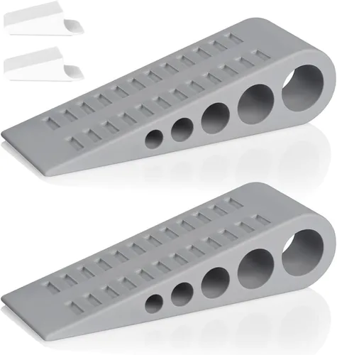 Vista 17 de HOMOTEK Paquete de 2 topes de puerta de goma con forma de cuña para puertas de puerta, protectores de pared para piso e parte inferior de la puerta