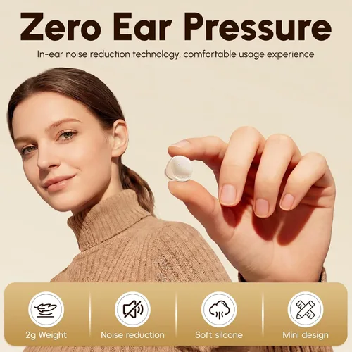 Vista 3 de Auriculares para dormir de lado, mini auriculares inalámbricos 2 en 1 con Bluetooth para dormir, discretos auriculares intrauditivos para pequeños