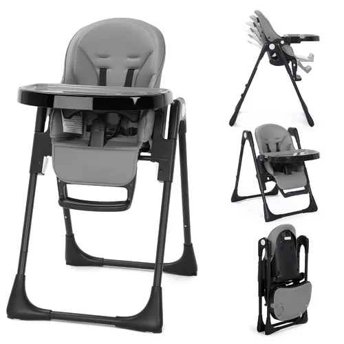 Vista 8 de Trona convertible Kinder King para bebés y niños pequeños, trona ajustable para bebés con bandeja doble extraíble, diseño compacto y plegable