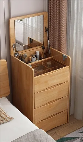 Vista 7 de Makeup Vanity with 3 Drawer and Storage Stool Vanity Dressing Table with Flip Top Dressing Desk Set with Mirror and Jewelry Organizer for