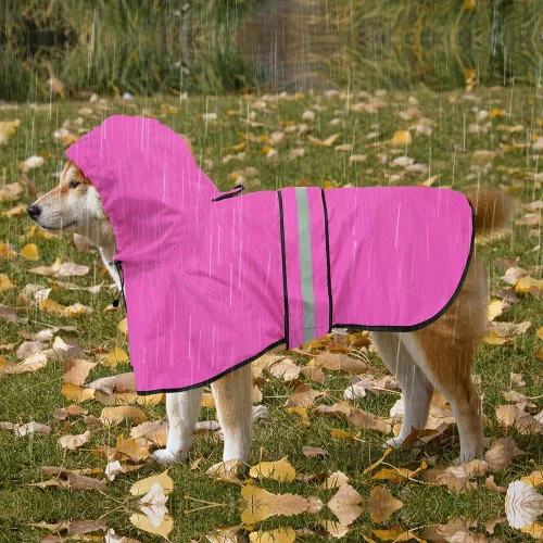 Vista 4 de Impermeables para Perros - Impermeables con Capucha para Perros, Chaqueta de Lluvia Reflectante Ajustable para Perros, Chaqueta de Lluvia Resistente