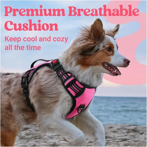 Vista 6 de Adjustable Reflective Nylon Dog Harness Vest No Pull Soft & Air-Permeable Pet Harness for Small & Large Dogs(Black,S)