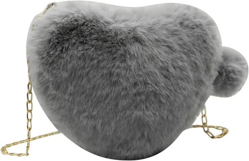 Vista 6 de Bolso de mano con forma de corazón de piel sintética para mujer y niña, con correa de cadena de metal
