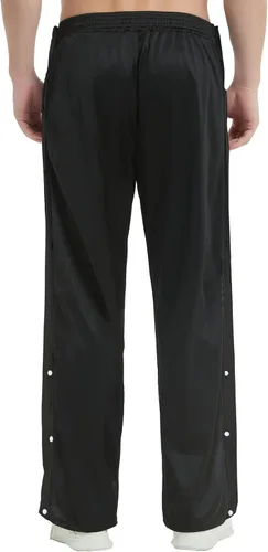Vista 4 de THWEI Pantalones de baloncesto para hombre, informales, con abertura alta, botón a presión, pantalones deportivos para después de la cirugía