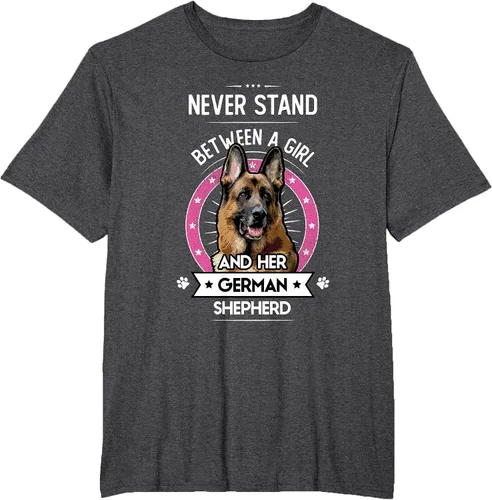 Vista 55 de Never Stand Between A Girl and Her German Shepherd T-Shirt Asphalt Grey