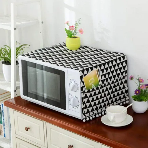 Vista 6 de AKOAK 1 paquete de 11.81 x 35.43 pulgadas, cubierta antipolvo para microondas y cocina para el hogar, funda de horno de lino y algodón con bolsa