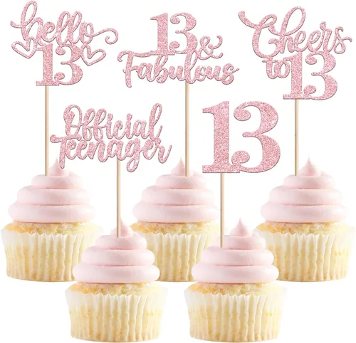 Vista 95 de 30 piezas de adornos para cupcakes de 12 cumpleaños feliz, brillantes doce, hola 12, felicitaciones a 12 años, adornos para cupcakes, 12