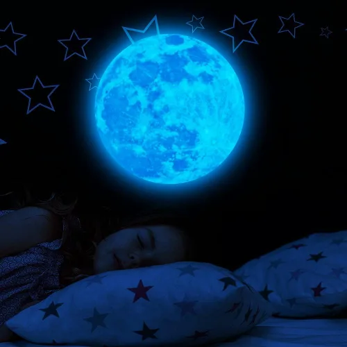 Vista 6 de 1049 piezas de estrellas y luna que brillan en la oscuridad para techo, pegatinas adhesivas decorativas para pared de habitación de niños, regalos