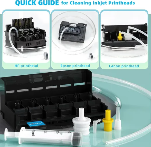 Vista 6 de Kit de limpieza de cabezal de impresión Osinkjet para Epson, 250ml. Kit de limpieza de impresora para HP, solución de limpieza de cabezal