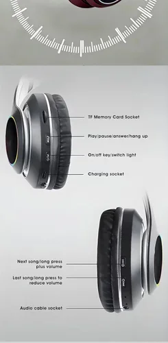 Vista 9 de Bluetooth sobre laoreja, tiempo de reproducción de 24horas y 6 modos de muisica ecualizados, auriculares inalambricos con microfono Rosa