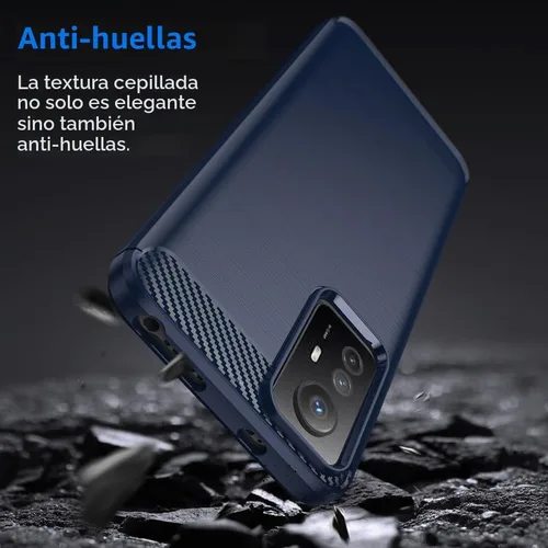 Vista 4 de Funda para Xiaomi Redmi Note 12S con 2 protectores de pantalla HD, antideslizante mejorada, absorción de impactos, fibra de carbono TPU flexible