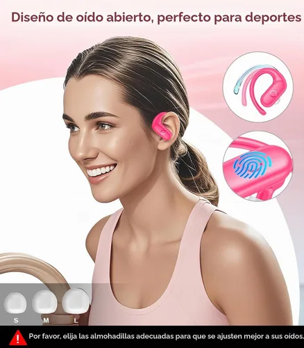 Vista 5 de MOZOTER Auriculares inalámbricos Bluetooth 5.3 deportivos, auriculares con sonido de graves profundos, 60 horas de reproducción, ajuste cómodo