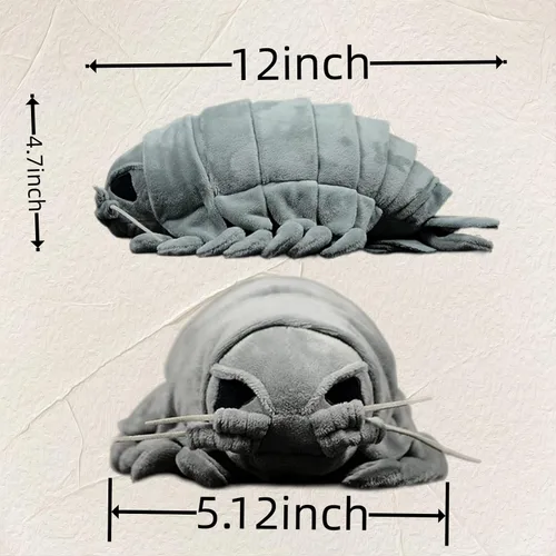 Vista 2 de FRANKIEZHOU Peluche de isópodos gigante, animal de peluche gris de 12 pulgadas, juguete isópodo, animal de peluche de artrópodos, juguetes