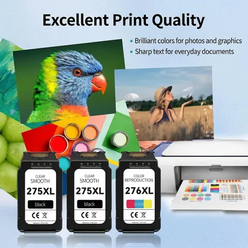 Vista 4 de Paquete combinado de cartuchos de tinta 275XL 276XL para Canon, PG-275XL CL-276XL Reemplazo compatible con PIXMA TS3500 TS3520 TS3522 TS3700 TS3720