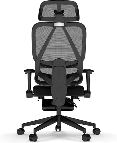 Vista 5 de Silla de oficina ergonómica de malla con reposabrazos, silla de escritorio grande y alta con soporte lumbar, silla giratoria de computadora