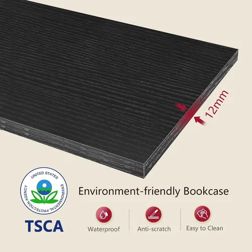 Vista 6 de Tajsoon Estantería de árbol de 3 niveles para libros, organizador de almacenamiento, estantería de escritorio, estantería de pie para Negro