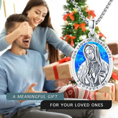 Vista 7 de Collar unisex con colgante de San MiguelSan CristóbalSan SebastiánÁngel GuradianoNuestra Señora de Guadalupe para hombres y mujeres, collar