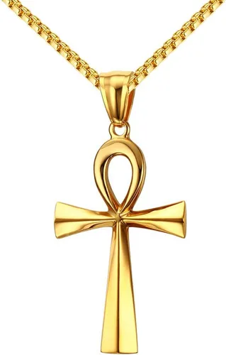 Vista 9 de Reve Collar con colgante religioso de cruz de Ankh copta de acero inoxidable para hombres y mujeres, cadena de 20 a 24 pulgadas