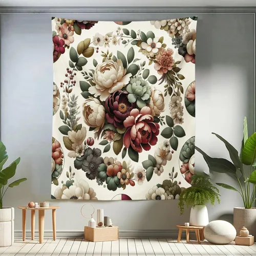 Vista 150 de Ambesonne Tapiz bohemio, diseño floral de bruja, luna y mariposa con adornos de mandala, decoración de tela para colgar en la pared para dormitorio