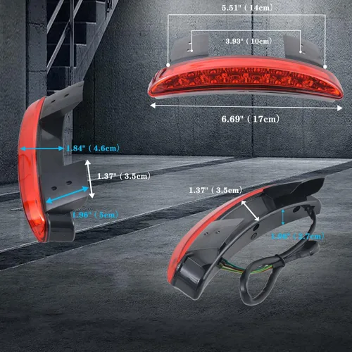 Vista 3 de 1 luz trasera de motocicleta con borde de guardabarros trasero cortado, luz de freno LED, luz de freno para placa de matrícula XL 883N 1200N XL1200V