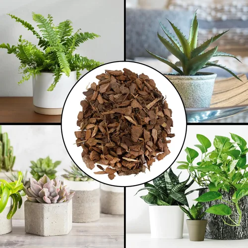 Vista 2 de Mantillo para plantas de casa (8 cuartos), astillas pequeñas de corteza de madera para interiores, patio, medio de cultivo, ¡y mucho más!