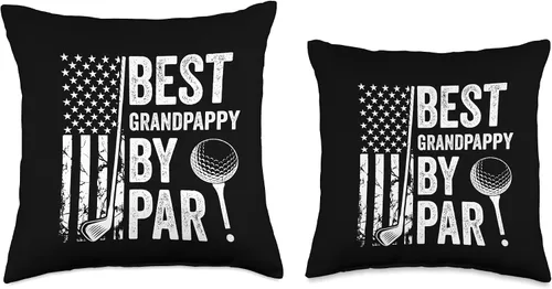 Vista 3 de Best Dad By Par Golfing Apparel by AlphaONE Best Grandpappy by Par USA Flag Fathers Day Golfing Dad Throw Pillow, 18x18, Multicolor