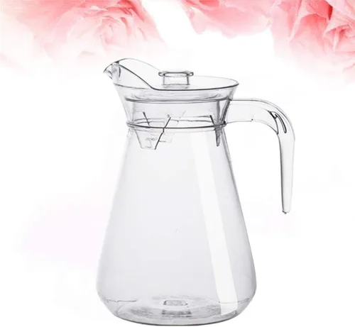 Vista 3 de UPKOCH Contenedor de almacenamiento de bebidas de acrílico, tapa de jarra de jugo, tetera transparente para jugo de agua fría y bebidas caseras