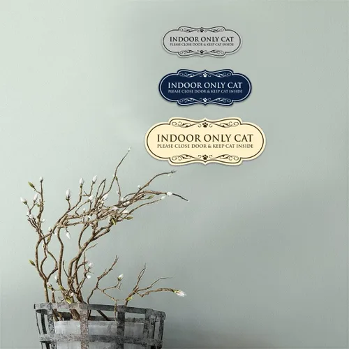 Vista 2 de Designer Paws - Letrero para interiores con texto en inglés "Solo gato por favor cierre la puerta y mantener el gato en el interior" (negro)