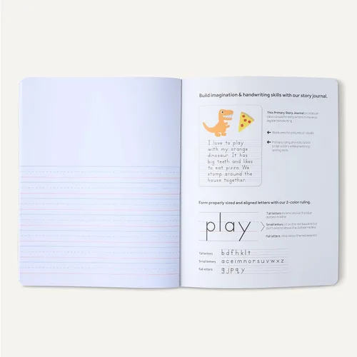 Vista 4 de Amazon Basics Cuaderno de composición primaria, 9.75 x 7.5 pulgadas, 100 hojas, varios colores, paquete de 3