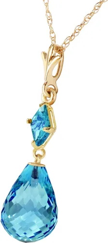 Vista 3 de Galaxy Gold GG Collar de oro macizo de 5,5 quilates con colgante de topacio azul natural