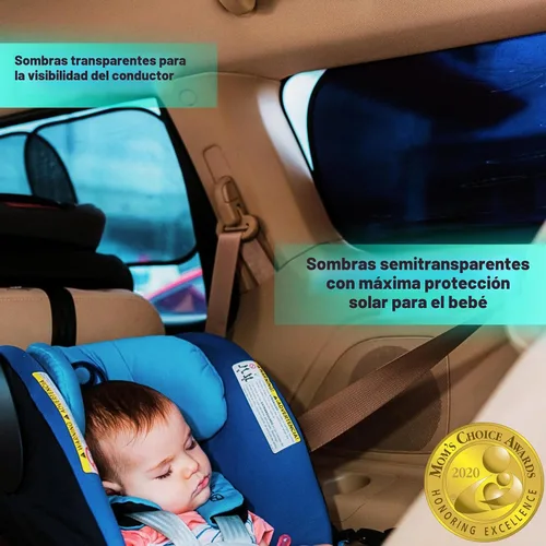 Vista 2 de kinder Fluff Sombras para Ventanas de Coche (4Pack) - La Única Sombra Solar Certificada para Ventanas de Coche para Bebés, Comprobada para Bloquear