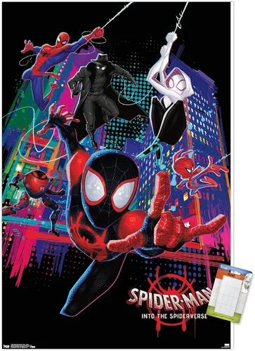 Vista 10 de Trends International Marvel Spider-Man - Póster de pared con texto en inglés "Into The Spider-Verse", 14.725 x 22.375 pulgadas, versión enmarcada