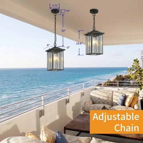 Vista 7 de Juegos de luces para exteriores, lámpara LED y aplique, accesorios de luz negros para porche, vidrio de agua exterior antioxidante para porche