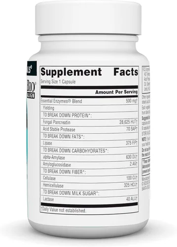 Vista 2 de Source Naturals Enzimas esenciales diarias, 500 mg - 60 cápsulas