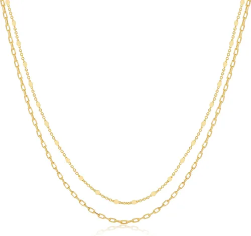 Vista 5 de Amicon Gargantilla delicada de oro para mujer, chapado en oro de 14 quilates, gargantilla satélite con cadena de puntos brillantes, cuentas finas