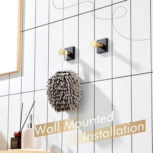 Vista 7 de KOKOSIRI Ganchos para bata, ganchos para toallas de baño, para pared, armario, cocina, toallas colgantes, accesorios de baño, color negro con acero