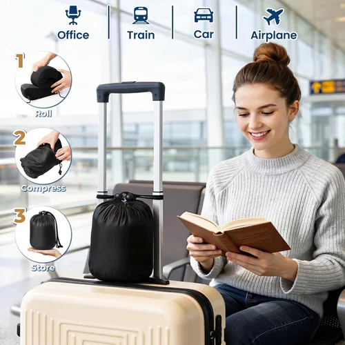Vista 7 de ExploreBliss Almohada de viaje, almohadas de viaje para dormir en avión, almohada cervical de avión, juego de almohada de espuma viscoelástica