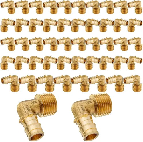Vista 16 de Paquete de 5 codos NPT macho Seelink de 1/2" PEX-A de expansión x 1/2" Accesorios de expansión PEX-A de latón, para accesorios de tubería