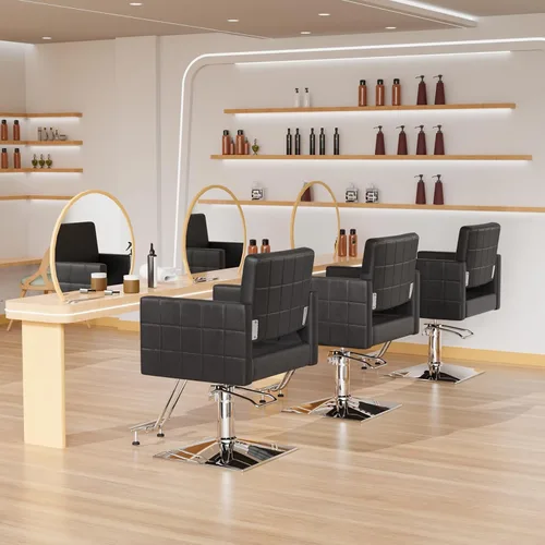 Vista 2 de Bonnlo Silla de peluquería para estilista de peluquería de asiento ancho, silla de peluquería hidráulica con reposapiés de acero inoxidable, silla