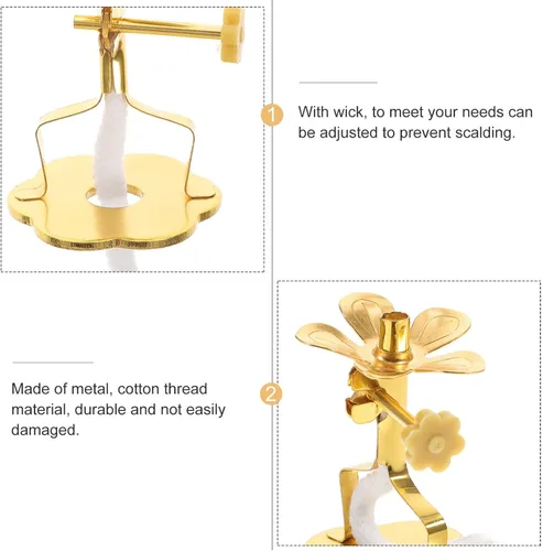 Vista 8 de DECHOUS 2 piezas de lámpara de aceite Soporte de mecha Estante de mecha Temple Pray Oil Candle Mechas Buddha Oil Lamp Parts Accesorios, pequeño