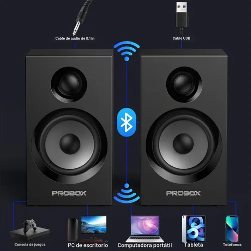 Vista 8 de BT16 Altavoces HiFi de Estantería Woofer de 3.5" con Tweeter de 1", 60W(30Xx2) Bluetooth 5.3, Altavoz Estéreo Amplificado con DAC USB de 24bit
