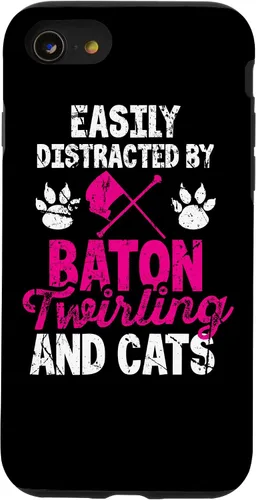 Vista 8 de Funda para iPhone 12 mini que se distrae fácilmente por Baton Twirling and Cats Majorette Twirl