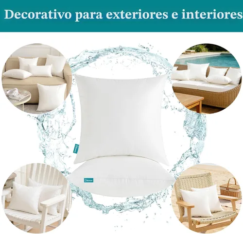 Vista 6 de Oubonun - Juego de 2 almohadas lumbares impermeables para exteriores, 12 x Almohada para exteriores con capa de TPU resistente al agua, cojín